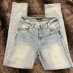 High Rise Silver Jeans